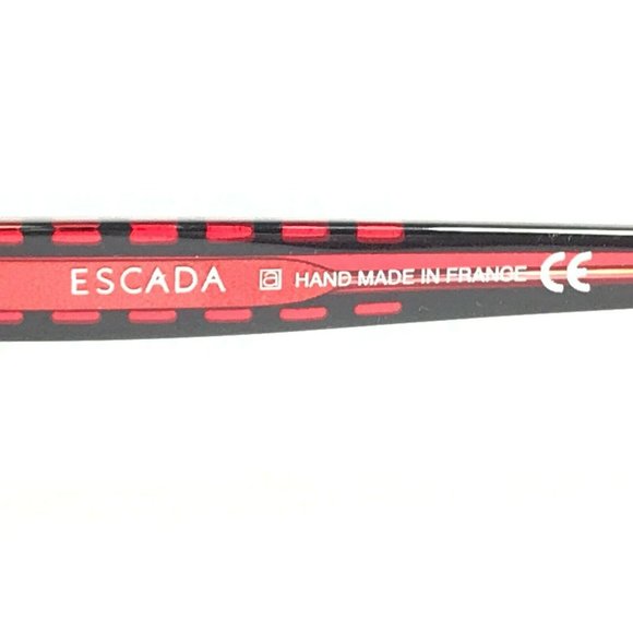 Escada Sunglasses E1270 NRY Black Red Rectangular Frames with Blue Lenses